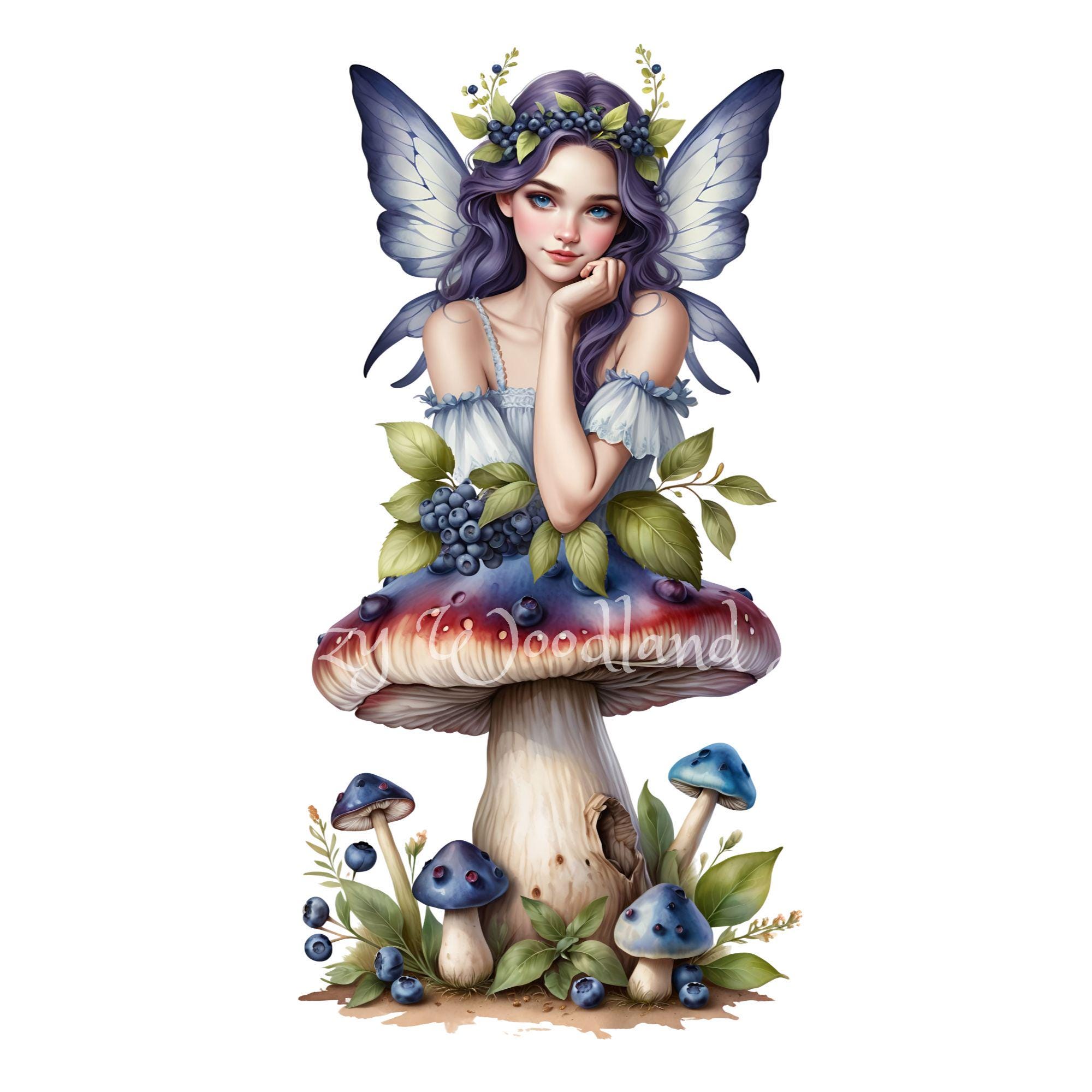 blueberry-fairy-clipart-bundle-cottagecore-png-jpeg-stickers