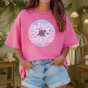 Floral Sunset Comfort Colors T-shirt: Coastal Beach Tee