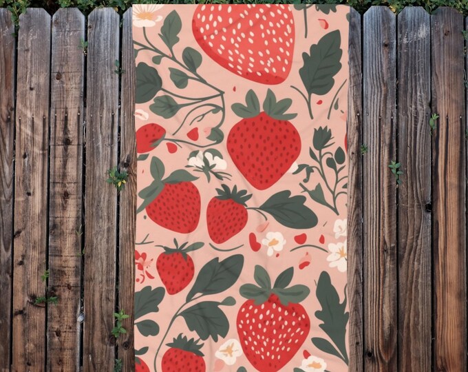 Beach Strawberry Towel Summer Essential Pool Day Accessory Picnic Blanket Beach Towel Gift