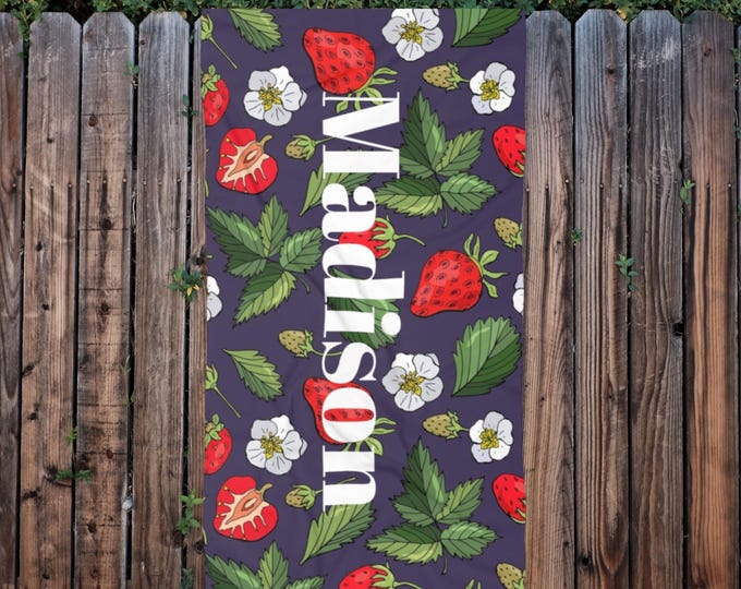 Personalized Strawberry Beach Towel