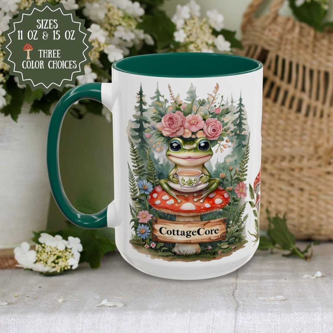 Cottagecore Frog Mugs 11oz, 15oz Whimsical Drinkware for Nature Lovers ...