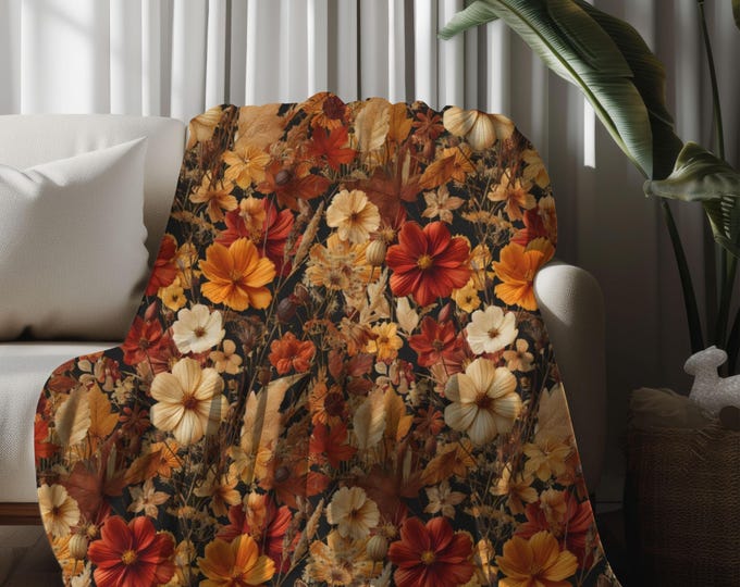 Autumn Cottagecore Throw Blanket