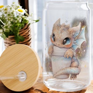 Dragon Coffee Sipper Glass: 16oz Fantasy Drinkware with Straw