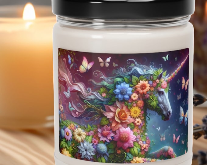 Floral Unicorn Soy Candle