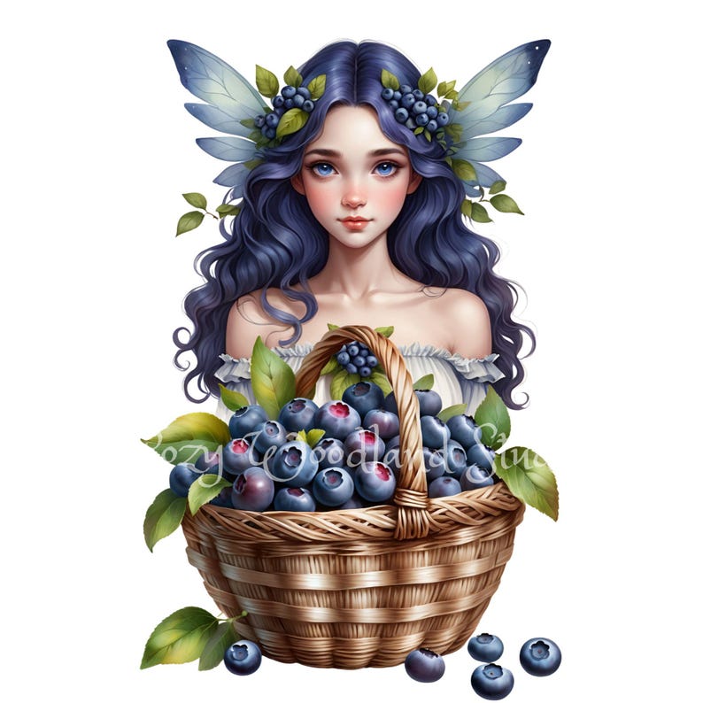 blueberry-fairy-clipart-bundle-cottagecore-png-jpeg-stickers