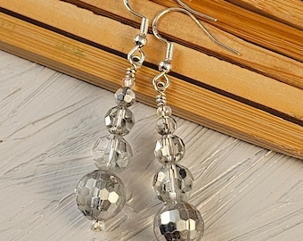 Silver Glass Crystal Drops