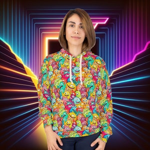 Monsters Womens Pullover Hoodie  (Trippy, Rave Hoodie, Festival Hoodie , Festival Clothing, Womens Hoodie, Rave Hoodie, Festival Hoodie)