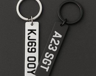 Personalized Number Plate Keychain, Stainless Steel Car Reg Plate