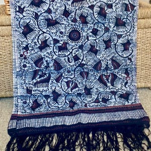 Large Mid 20th Century Selendang Hand Woven Tuban Batik Shawl 340cm x 95cm Spread Wall Hanging / Batik Textile Rare Batik Home Decor