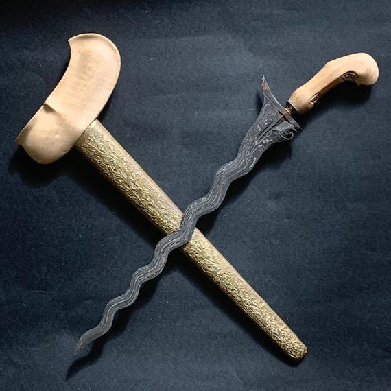 ヴィンテージ ジャワの儀式用クリス（剣）武器 アジアの部族芸術