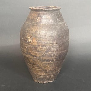 Antique Qing Dynasty Large Stoneware Glazed Jar Vessel Shipwreck Cargo China