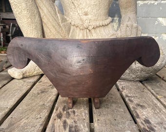 Antique Hand Carved Teak Wood Slit Drum: Javanese Kentongan Musical Instrument