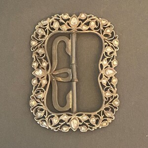 Antik javanesisk 1800-tals stor bältesspänne grovslipade borneo diamanter koppar indonesiska smycken viktoriansk