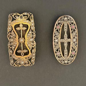 Antique Javanese Kris Belt Buckles: Diamonds, Rubies, Silver & Gold