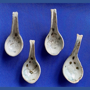 4 Antique Qing Dynasty 1800s Shipwreck Cargo Chinese Unique Porcelain Spoons Unique gift