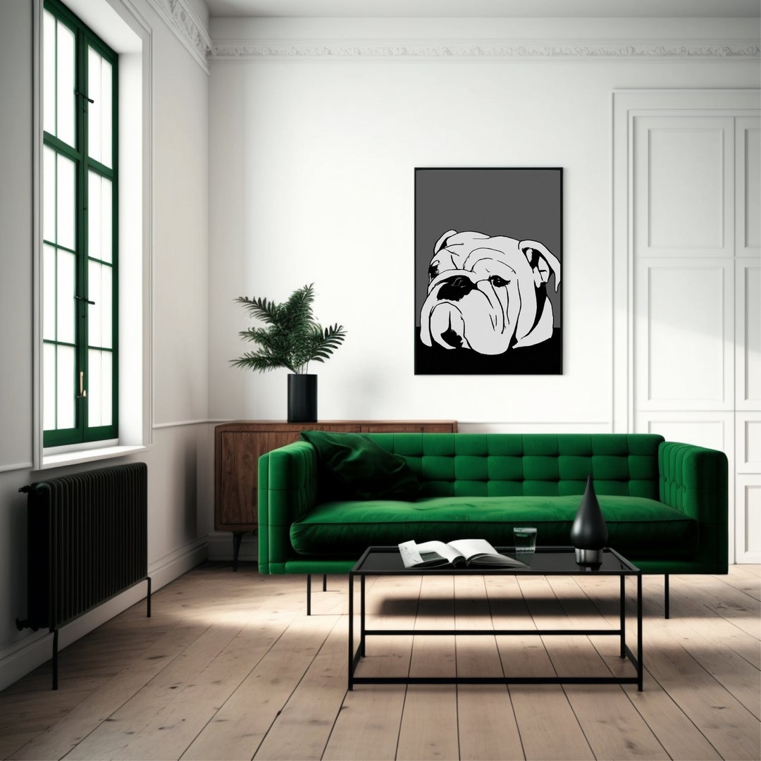 English Bulldog Printable Design. Minimalist Drawing. Dog Wall Print