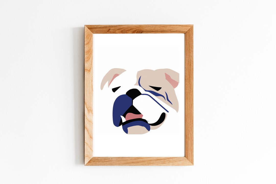 English Bulldog Poster. Printable Design. Minimalist Drawing. Dog Wall