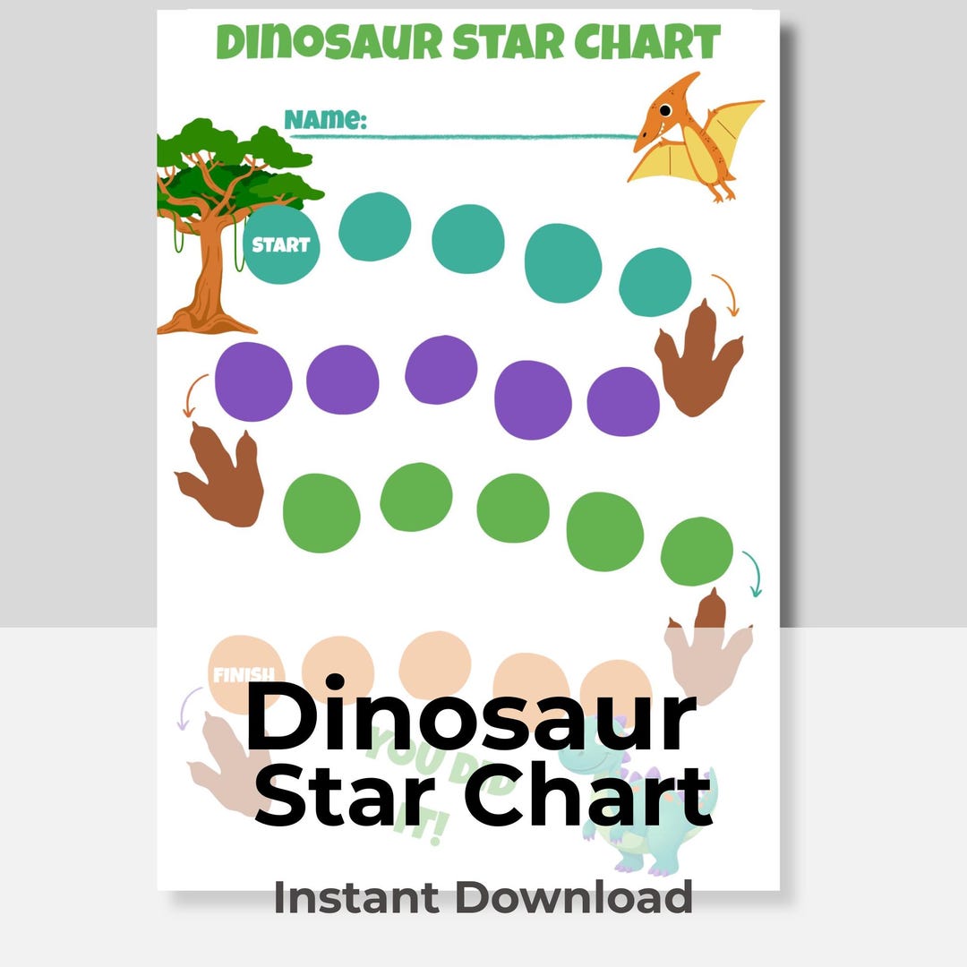 Dinosaur Star Chart Printable, Kids Reward Chart, Behavior Chart for ...