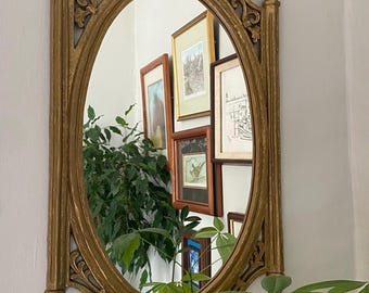 ヴィンテージオーバルゴールドギルトミラー：ハリウッドリージェンシー