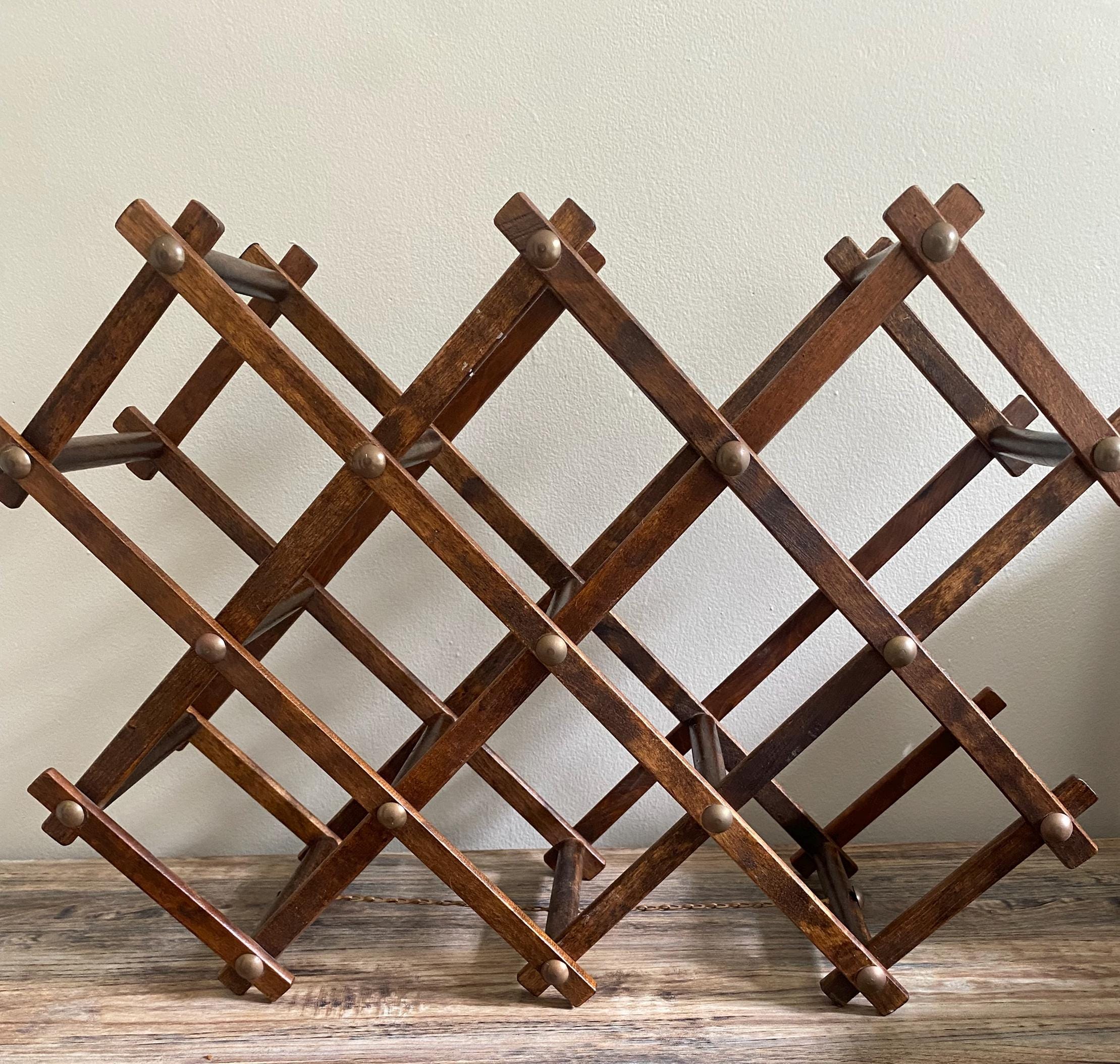 MCM Wooden Accordion Wine Rack - Etsy
