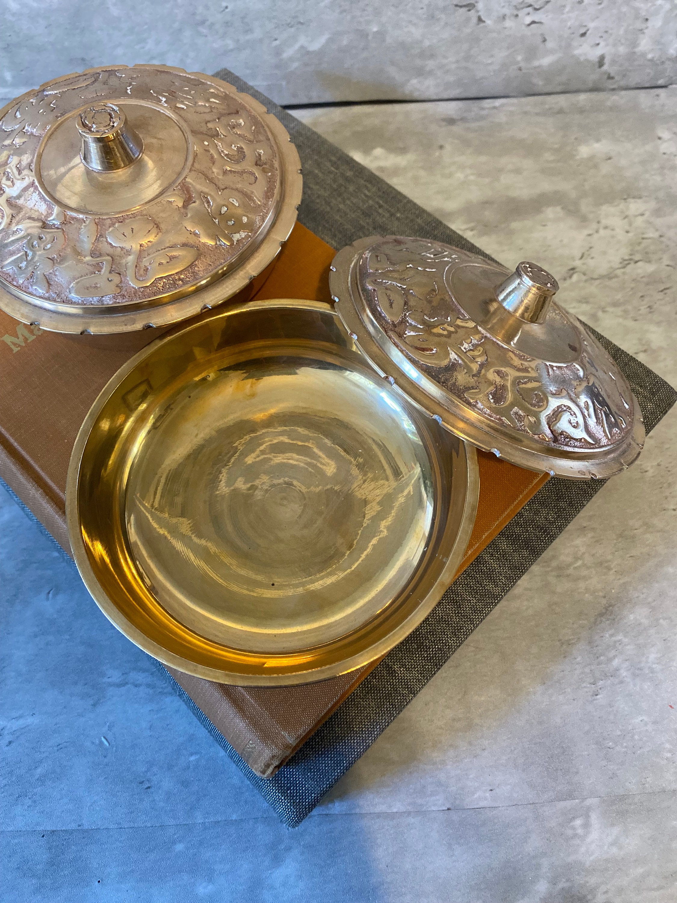 ヴィンテージ銅製アジアンボウル 蓋付き 2個セット - Etsy 日本