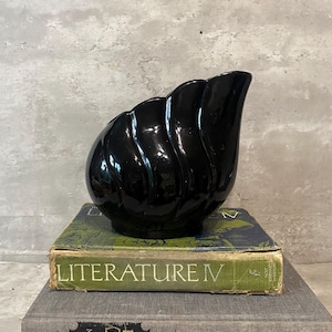 Vintage Emporium Capwell Black Ceramic Vase 1970s