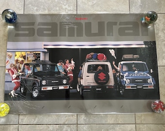 Póster vintage de Suzuki Samurai de 1987 "¿Te estás divirtiendo ya?" 36x24 Anuncio original de los años 80