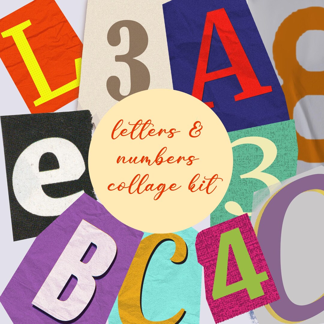 Letters & Numbers Cutout Images - Digital Collage PNG (digital Download ...