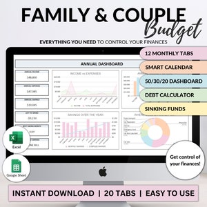 Family Annual Budget Excel Spreadsheet Google Sheets Monthly Biweekly Budget Tracker Couple Financial Planner Bill Calendar Debt Tracker