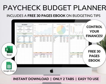 Paycheck Budget Spreadsheet Google Sheets Excel Family Budget by Paycheck Monthly Budget Biweekly Budget Bill Tracker Weekly Budget Planner