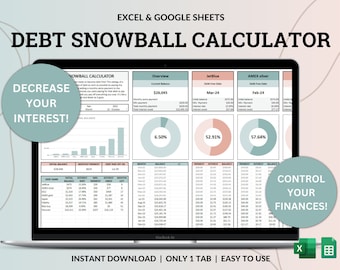 Debt Snowball Spreadsheet Google Sheet Excel Debt Payoff Tracker Debt Snowball Calculator Student Loan Payoff House Debt Payoff Credit Cards