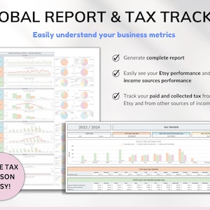 Etsy Seller Bookkeeping Spreadsheet Small Business Planner Income Expense Profit Tracker Google Sheets Excel Accounting Template Tax Tracker