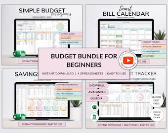 Budget Planner Monthly Paycheck Budget Bill Tracker Excel Spreadsheet Google Sheets Bundle Debt Payoff Tracker Debt Snowball Savings Tracker