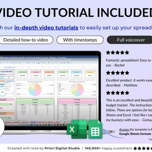 Ultimate Small Business Bundle in dark mode with 4 spreadsheets for Google Sheets and Excel including bookkeeping, inventory tracker, order tracker, pricing calculator, and smart bill calendar. Perfect for small business and handmade sellers to track income, expenses, sales taxes, inventory, customers, product pricing, invoices, profit, and bills in one complete business spreadsheet bundle. Can use for multiple years!