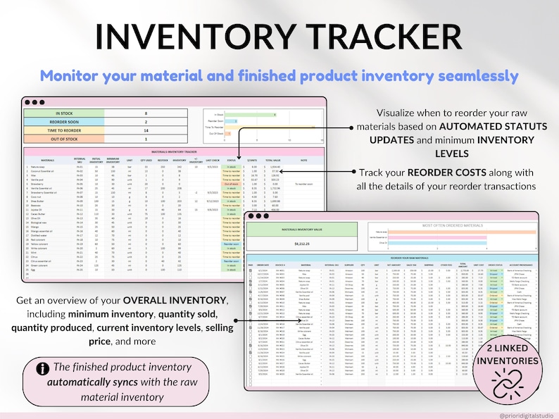 Small Business Bookkeeping Tracker Inventory Tracker Order Tracker Handmade Product Task Tracker Pricing Calculator Google Sheets Excel