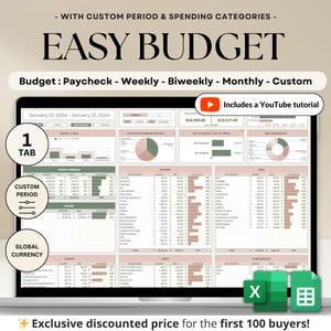 Paycheck Budget Planner per Google Sheets Modello di foglio di calcolo del budget Excel Budget settimanale Budget Planner bisettimanale Tracker di entrate e spese