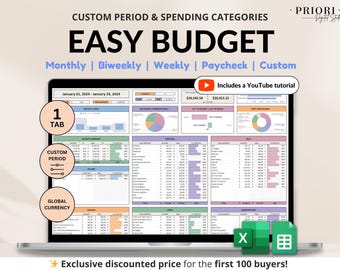 Budget Planner for Google Sheets Paycheck Budget Spreadsheet Excel Template Weekly Budget Biweekly Income and Expense Tracker Monthly Budget
