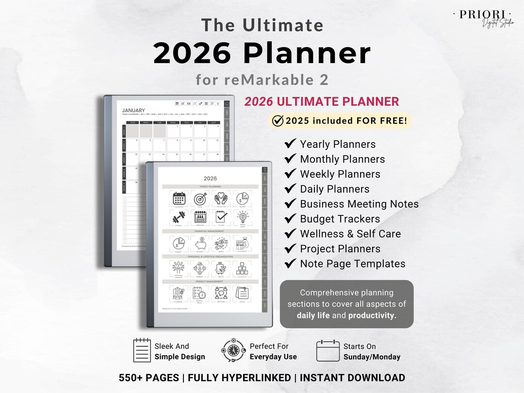 Digital Planner 2026 for Remarkable Daily Planner Remarkable Template ...