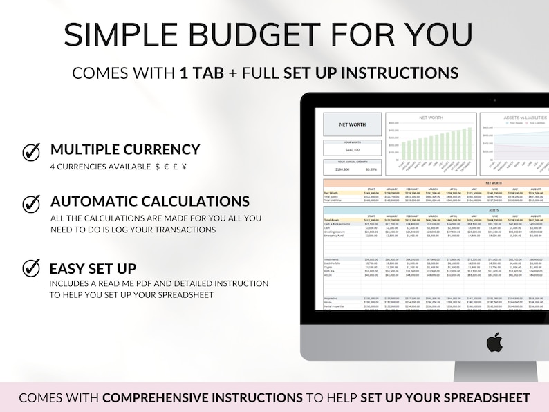 Simple Budget for you with all the features, multiple currency, tip and tricks, automatic calculations, easy set up.