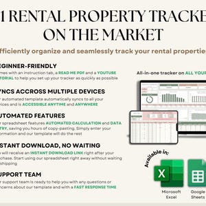 Rental Property Tracker Landlord Spreadsheet Multi Property Income and Expense Excel Google Sheets Rental Bookkeeping Rent Payment Tracker Tenant Ledger Property Management Real Estate Finances