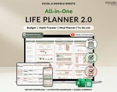 Life Planner Template Google Sheets Budget Tracker Excel ADHD Daily Planner Habit Tracker Digital Monthly Calendar 2026 Weekly Time Blocking