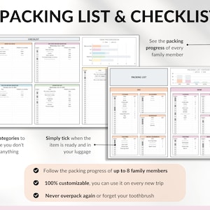Travel Planner Google Sheets Excel Template Holiday Organizer Travel Budget Spreadsheet Travel Itinerary Vacation Planner Packing List