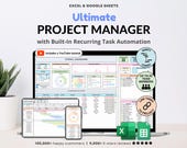 Project Management Spreadsheet Excel Team Project Task Tracker Google Sheets Project Planner Gantt Chart Kanban Board Eisenhower Matrix