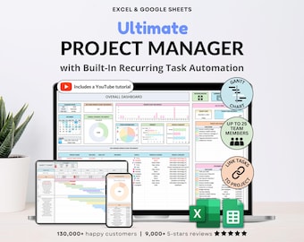 Project Management Spreadsheet Excel Team Project Task Tracker Google Sheets Project Planner Gantt Chart Kanban Board Eisenhower Matrix