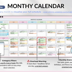 Busy Mom Life Organizer Bundle for Excel and Google Sheets featuring a complete co-parenting tracker, annual budget planner, life planner, meal planner, habit tracker, time blocking, and daily task tracker. Includes calendars, dashboards, custody schedules, expense tracking, savings, debt, goals, and productivity tools for organized family life.