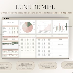 Planner de mariage numérique en français compatible Excel et Google Sheets. Suivi du budget, liste d'invités, plan de table, itinéraire, lune de miel, checklist de mariage, fiançailles, gestion des cadeaux et plus. Parfait pour planifier un mariage de A à Z. Téléchargement instantané, idéal pour les couples organisés. Outil tout-en-un pour mariage civil, religieux ou destination.