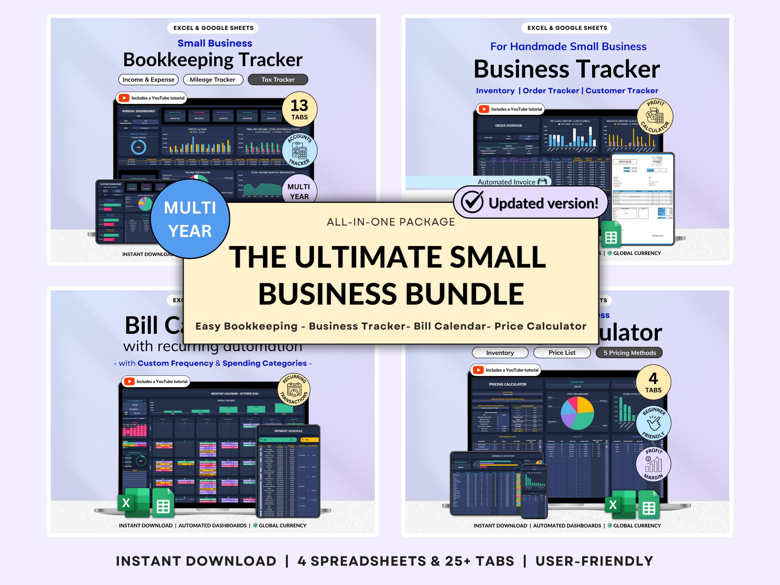 Small Business Spreadsheet Bundle Google Sheets Business Bookkeeping ...