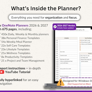 OneNote Planner 2026 2027 Digital OneNote Templates Hyperlinked Planner Daily Weekly Planner Organization Planner Professional OneNote 2026 2027