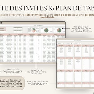 Planner de mariage numérique en français compatible Excel et Google Sheets. Suivi du budget, liste d'invités, plan de table, itinéraire, lune de miel, checklist de mariage, fiançailles, gestion des cadeaux et plus. Parfait pour planifier un mariage de A à Z. Téléchargement instantané, idéal pour les couples organisés. Outil tout-en-un pour mariage civil, religieux ou destination.
