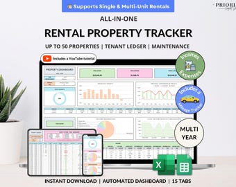 Rental Property Tracker Landlord Spreadsheet Multi Property Income and Expense Excel Google Sheets Rental Bookkeeping Rent Payment Tracker